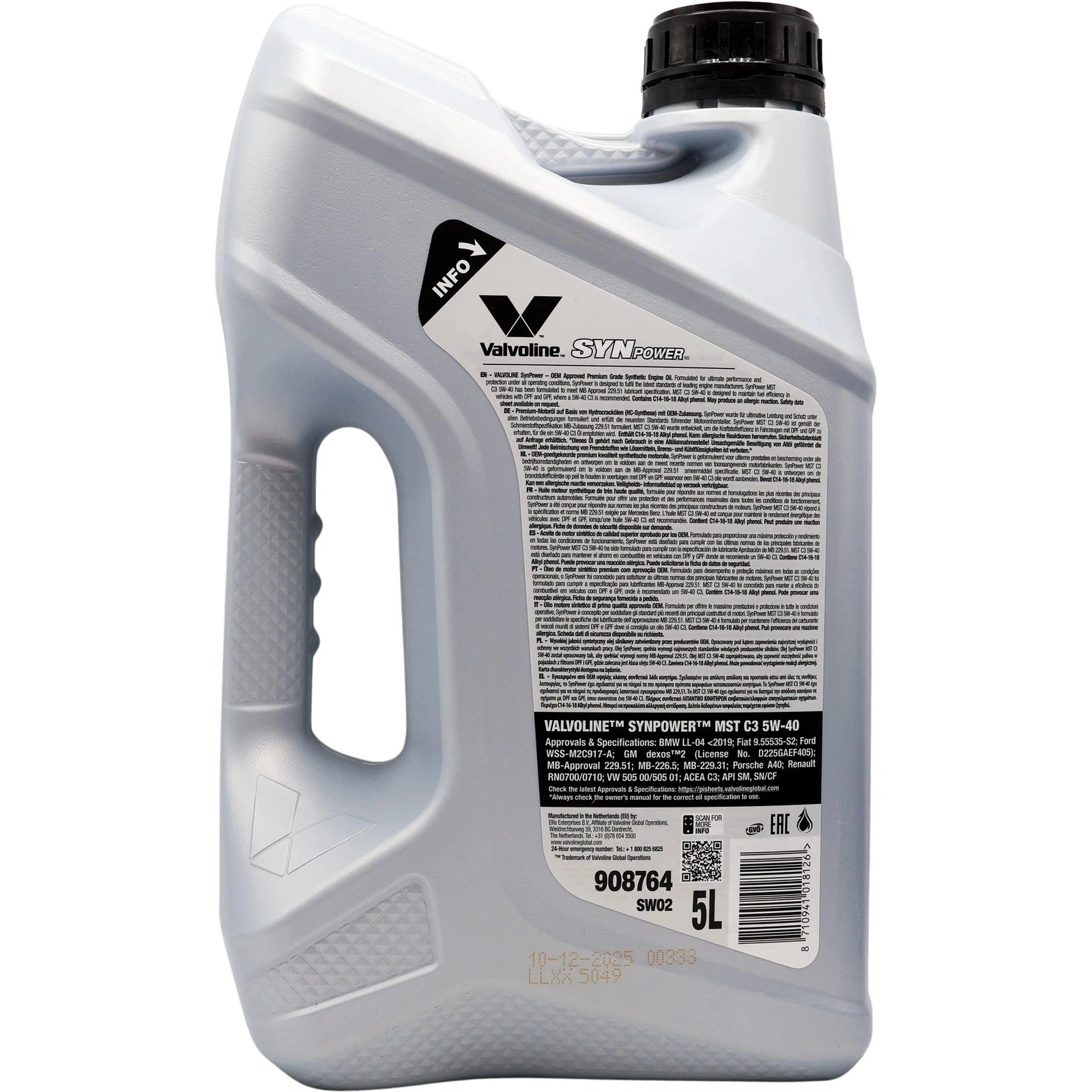 Моторна олива Valvoline SynPower MST C3 5W-40 синтетична 5 л – 908764 - VALVOLINE - 908764 зображення 5