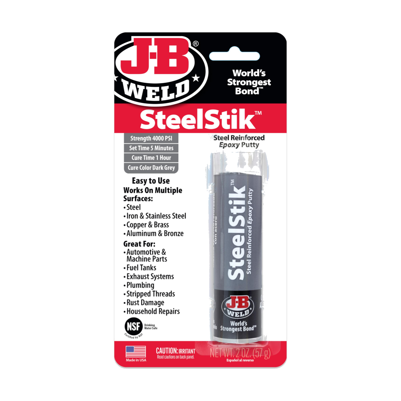 JB Weld SteelStik Steel Reinforced Epoxy Putty Stick 57g Metal Repair Compound - J-B WELD - 8267-S image 1