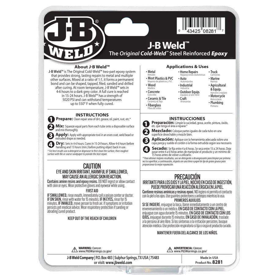 Епоксидний клей двокомпонентний J-B Weld Original 284гр 8281 - J-B WELD - 8281 зображення 9