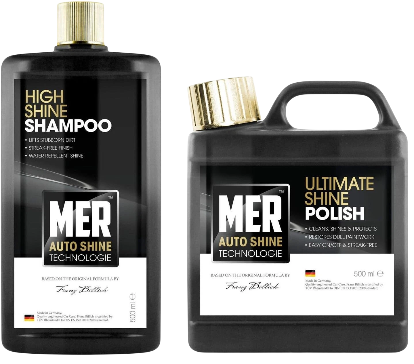 Набір MER High Shine автошампунь та Ultimate Shine поліроль-віск 2×500 мл - MER - MASSH5 MASUP5 зображення 1