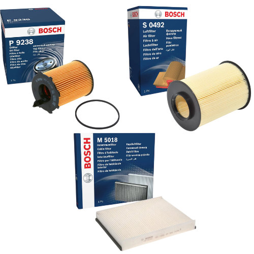 BOSCH Service Kit for Ford Focus MK3 1.6 TDCi 2010–2017 – Air Oil & Cabin Filters - Bosch - P9238 S0492 M5018