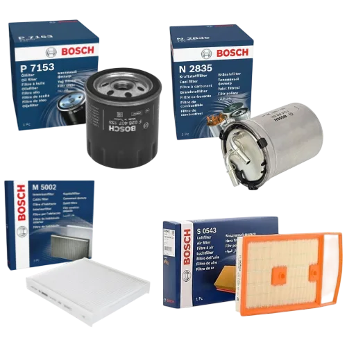 BOSCH Service Kit for VW Polo 1.4 TDI Diesel 2014–2018 – Oil Air Fuel & Cabin Filters - Bosch - P7153 S0543 N2835 M5002
