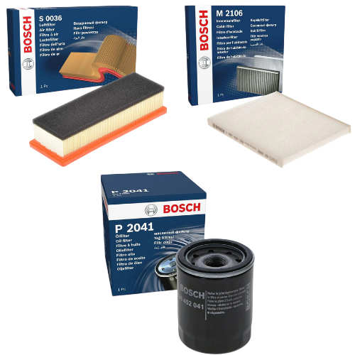BOSCH Service Kit for Ford KA B420 1.2 Petrol 2008–2016 – Oil Air & Cabin Filters - Bosch - P2041 S0036 M2106