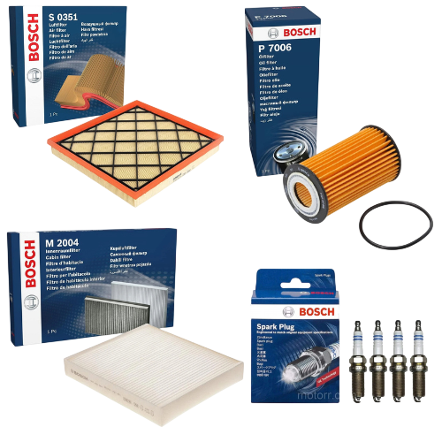 BOSCH Service Kit for Vauxhall Astra J MK6 1.6 2009–2016 – Filters & Spark Plugs - Bosch - P7006 S0351 M2004 0242229699 x4