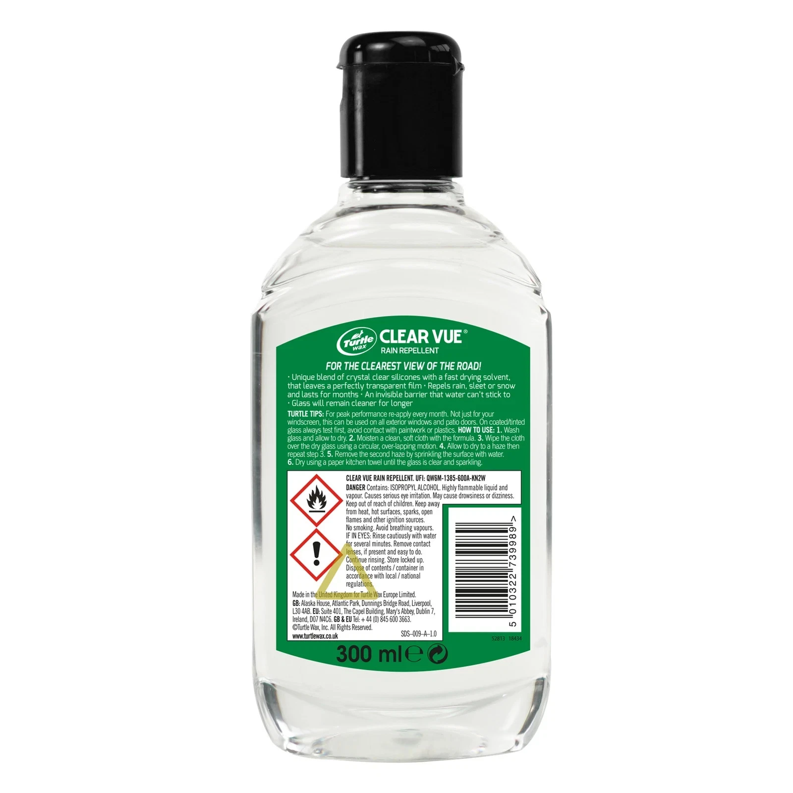Turtle Wax ClearVue Rain Repel 300ml 52813 – Car Windscreen Glass Cleaner Smear Free - Turtle Wax - 52813 image 2