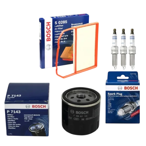 Bosch Service Kit Oil Air Filters & Spark Plugs for VW Up Seat Mii Skoda Citigo 1.0 2011–2021 - Bosch - P7143 S0285 0241135520 x3