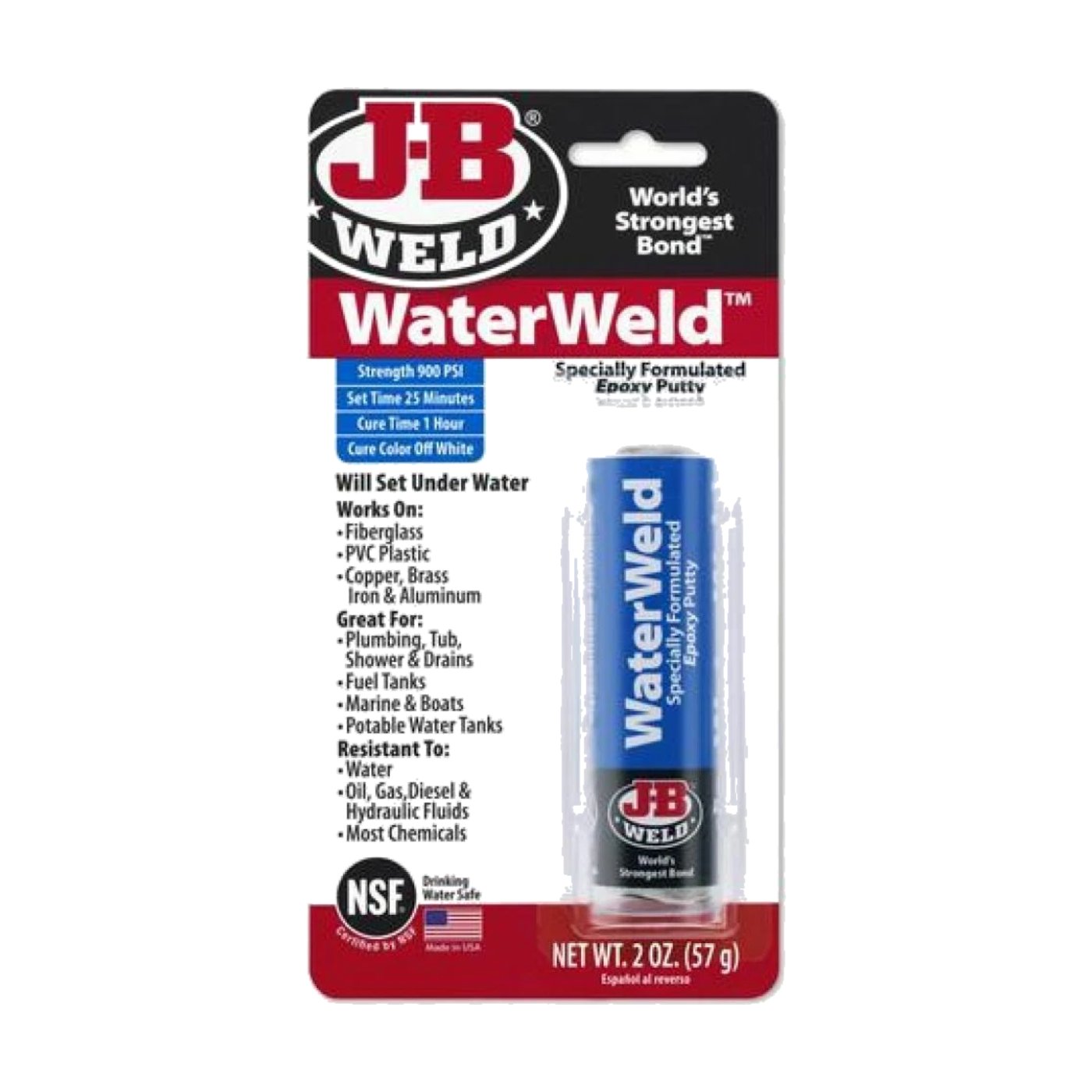 Епоксидна шпаклівка JB WaterWeld JB8277 для металу, пластику, труб, під водою - J-B WELD - 8277 зображення 1