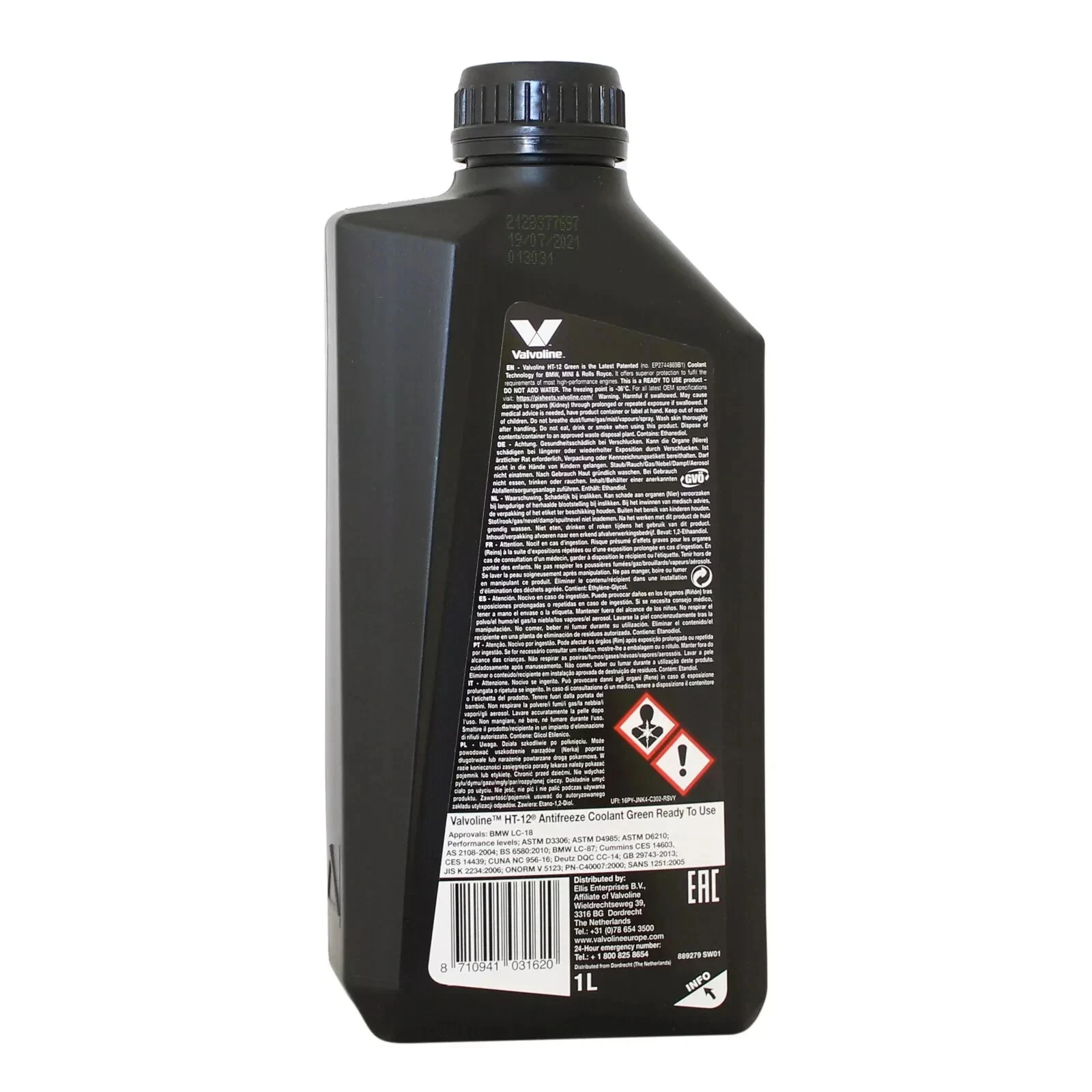 Valvoline HT-12 Green Antifreeze Coolant 1L 908816 – Ready to Use BMW LC-18 Engine Coolant - VALVOLINE - 908816 image 3