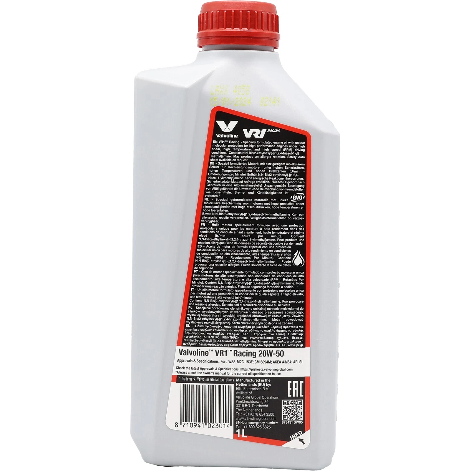 Valvoline VR1 Racing 20W-50 1L 873431 – High Performance Mineral Engine Oil - VALVOLINE - 873431 image 2