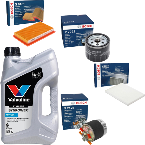 BOSCH Full Service Kit for Nissan Qashqai J10 1.5 dCi Acenta 2007–2014 – Filters - Bosch - P7022 S0101 N2125 M2238 908792