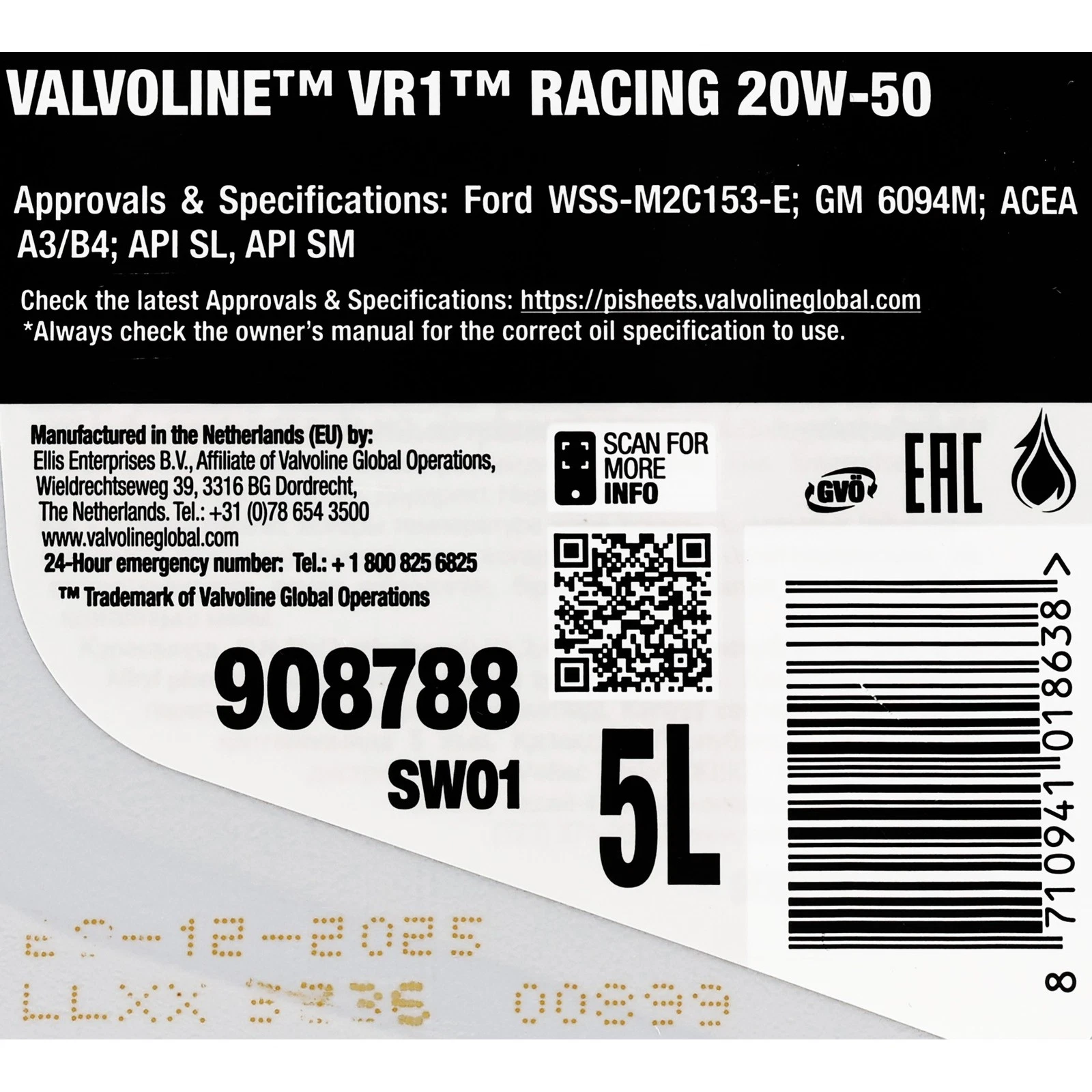 Valvoline VR1 Racing 20W-50 5L 908788 – High Performance Racing Engine Oil Enhanced Formula - VALVOLINE - 908788 image 8