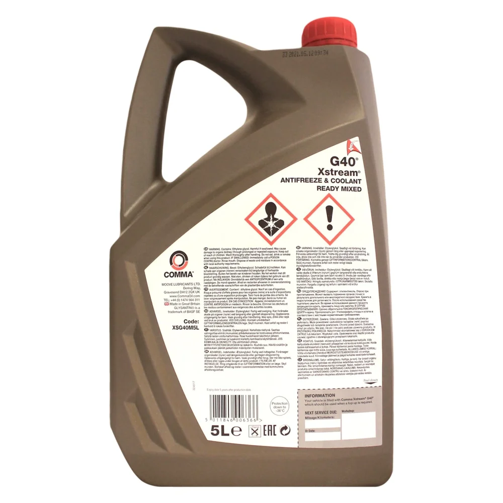 Comma Xstream G40 Antifreeze & Engine Coolant Ready to Use 5L – Car Radiator Cooling Fluid XSG40M5L - Comma - XSG40M5L image 2