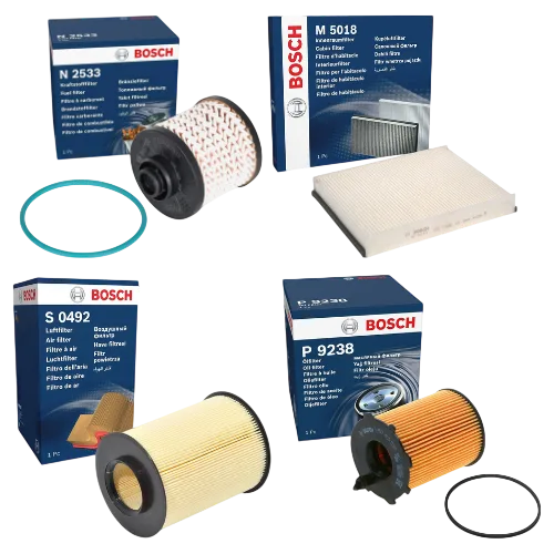 BOSCH Service Kit for Ford Focus MK3 1.5 TDCi 2014–2018 – Oil Air Fuel & Cabin Filters - Bosch - P9238 S0492 N2533 M5018