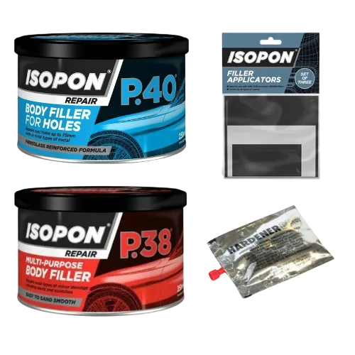 Ремкомплект для кузова U-POL Isopon P38 & P40 шпаклівка 2×250 мл 500 мл - Isopon - P38/S P40/S APL/3 H3840/S