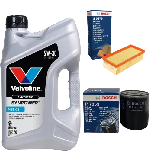 Service Kit for Peugeot 208 1.0 1.2 VTi 2012-2020 – Bosch Oil Air Filters & Engine Oil - Bosch - P7353 S0376 908792