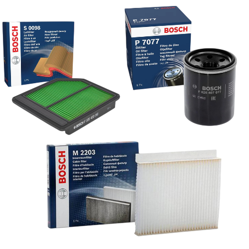 BOSCH Service Kit for Honda Civic MK8 1.8 i-VTEC 2005–2012 – Air Oil & Cabin Filters - Bosch - P7077 S0472 M2203