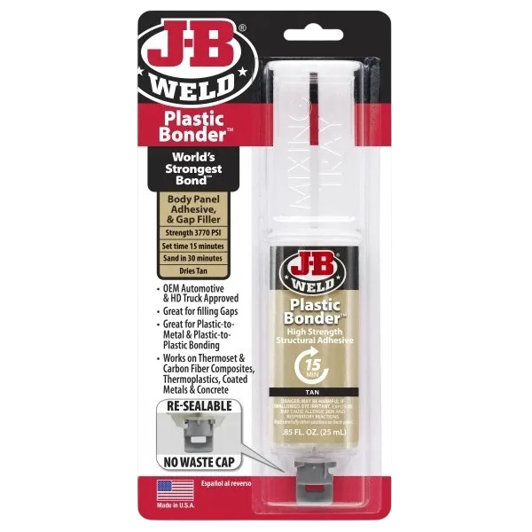 J-B Weld Plastic Bonder 50133A – двокомпонентний високоміцний клей для ремонту пластику у шприці - J-B WELD - 50133A