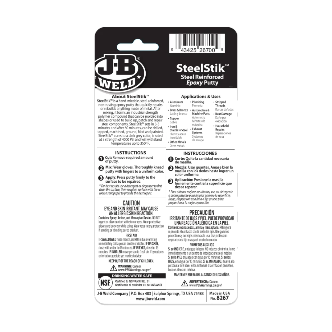 JB Weld SteelStik Steel Reinforced Epoxy Putty Stick 57g Metal Repair Compound - J-B WELD - 8267-S image 6