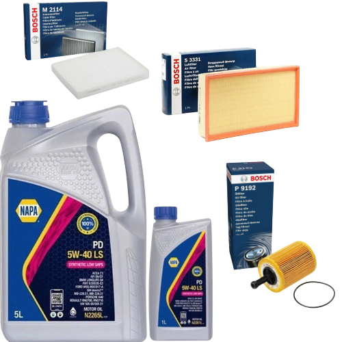 BOSCH Service Kit & Oil for VW Transporter T5 1.9 TDI PD 2003–2010 – Filter Set - Bosch - P9192 M2114 S3331 N2265L N2261L image 1