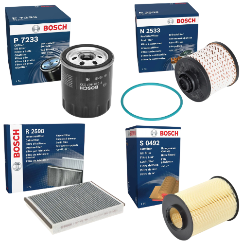 BOSCH Service Kit for Ford Kuga 2.0 TDCI 2014–2021 – Oil Air Fuel & Cabin Filters - Bosch - P7233 S0492 N2533 R2598