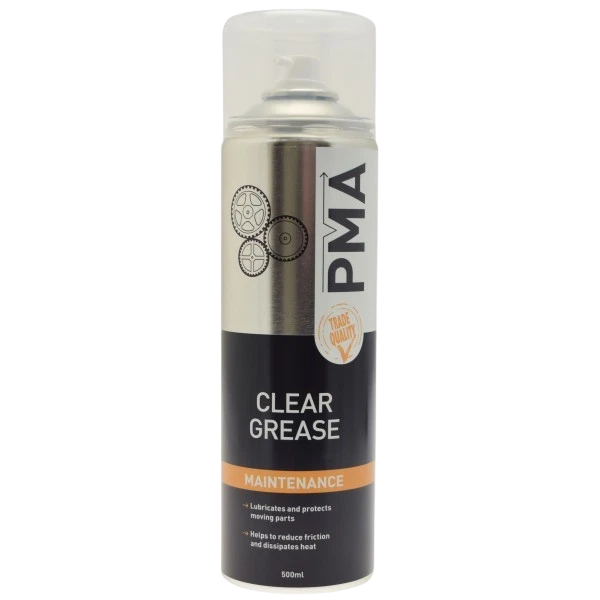 PMA Clear Spray Grease 500ml – Water Resistant PTFE Chain & Multi-Purpose Aerosol Lubricant - PMA - CLGR image 1