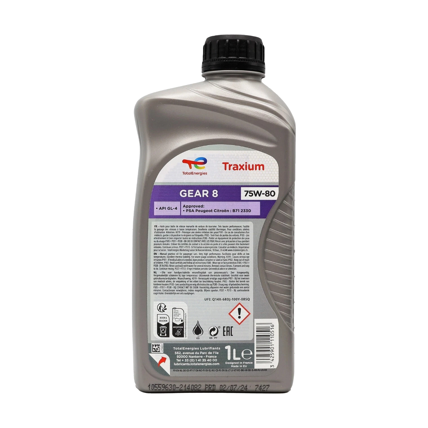 TotalEnergies Traxium Gear 8 75W-80 1L Manual Transmission Oil API GL-4 PSA B71 2330 - TotalEnergies - 214082 image 2