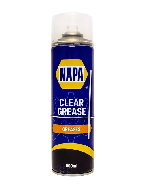 NAPA NGR2500 Clear Spray Grease 500ml – Water Resistant PTFE Aerosol Lubricant for Chains & Moving Parts - NAPA - NGR2500